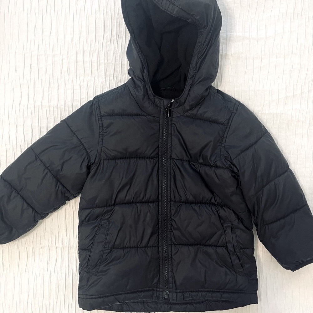 Old Navy, Black Puffer Jacket With Hood, 4T
